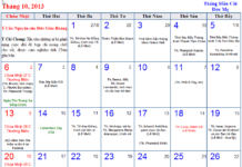 Lịch Công Giáo Tháng 10